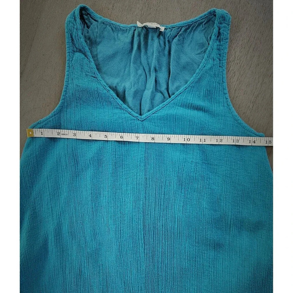 Umgee Sleeveless Gauze Mini Dress Teal  Tassel Fringe Crochet Small Boho Summer - Picture 4 of 9